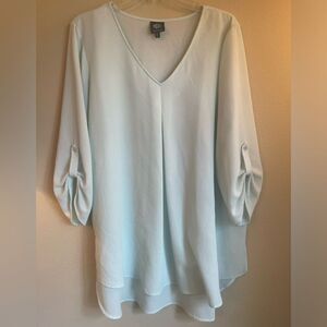 Bobeau women’s mint 3/4 sleeve roll tan v neck blouse size xxl